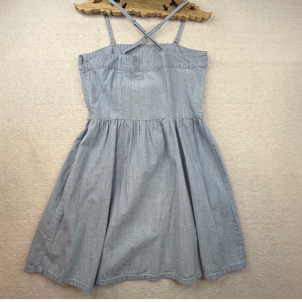 Merona Denim Embroider Sundress Size 8 Spaghetti Strap strapless retro 90s Y2K - Picture 13 of 14